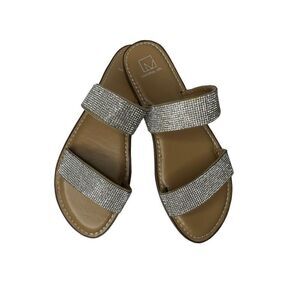 Material Girl Sparkly Rhinestone SlidesFlats Size 8.5